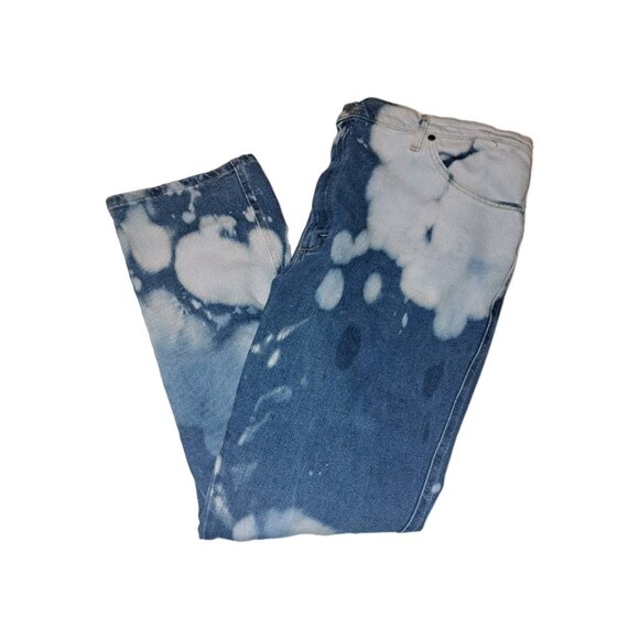 Lee Mens Blue Regular Fit Straight Leg Jeans 44x34 Custom Bleached - Picture 1 of 6